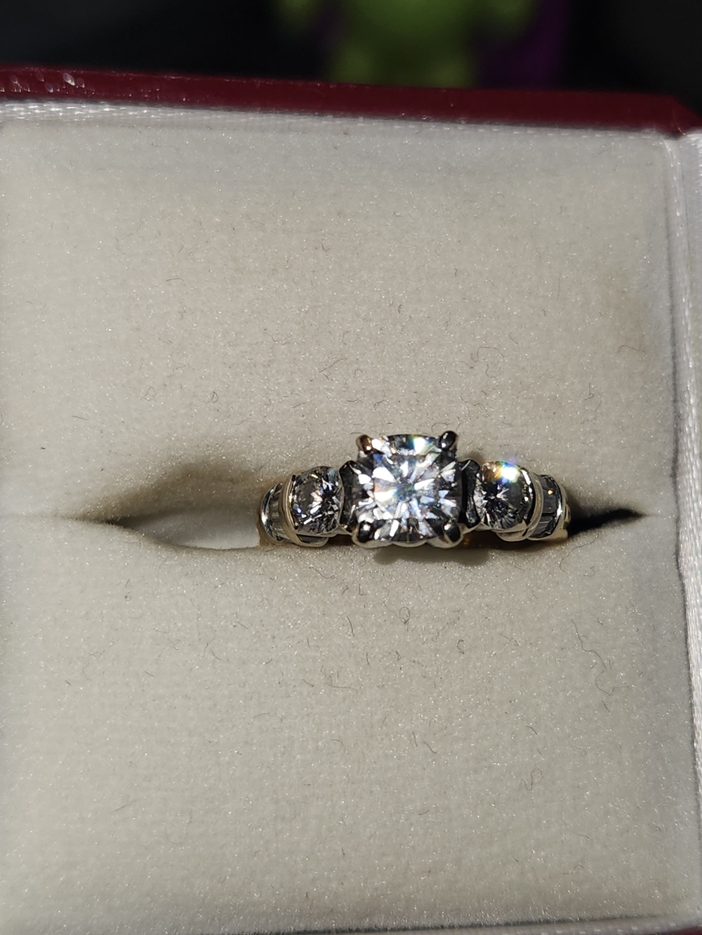 Platinum Engagement Ring with Round Cushion Cut Moissonite Solitaire